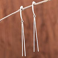 Sterling silver dangle earrings, 'Double Bars' - Double Bar Sterling Silver Dangle Earrings from Peru