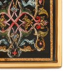 Reverse-painted glass coasters, 'Colonial Intricacy' (set of 4) - Floral Reverse-Painted Glass Coasters (Set of 4)