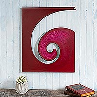 Steel and cotton wall sculpture, Evolution in Red