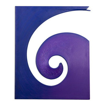 Steel and cotton wall sculpture, 'Evolution in Purple' - Modern Steel and Cotton Wall Sculpture in Purple from Peru
