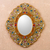 Reverse-painted glass wall mirror, 'Floral White' - White and Gold Floral Reverse-Painted Glass Wall Mirror (image 2) thumbail