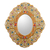 Reverse-painted glass wall mirror, 'Floral White' - White and Gold Floral Reverse-Painted Glass Wall Mirror (image 2a) thumbail