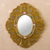 Reverse-painted glass wall mirror, 'Floral Gold' - Gold-Tone Floral Reverse-Painted Glass Wall Mirror thumbail