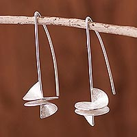 Sterling silver drop earrings, 'Seductive Spirals' - Modern Spiral Sterling Silver Drop Earrings from Peru