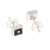 Sterling silver stud earrings, 'Square Dark Brilliance' - Square Sterling Silver Stud Earrings from Peru (image 2a) thumbail