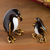 Figuras de vidrio soplado, (par) - Figuras Madre e Hijo Pingüino de Vidrio Soplado Dorado (Pareja)