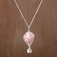 Rhodonite pendant necklace, Up and Away