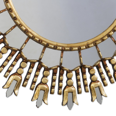 Bronze gilded wood wall mirror, 'Elegant Rays' - Artisan Crafted Bronze Gilded Wood Wall Mirror from Peru