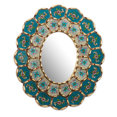 Hand-Painted Floral Wall Mirror