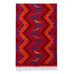 Wool tapestry, 'Hummingbird Geometry' - Hummingbird Motif Geometric Wool Tapestry from Peru