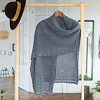 Featured review for Alpaca blend shawl, Andean Delight in Azure