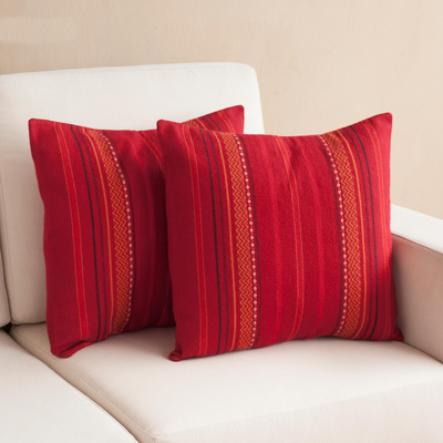 Alpaca blend cushion covers, Striped Style (pair)