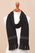 Schal aus Alpaka-Mischung - Schwarzer Schal aus Alpaka-Mischung mit Umbra-Streifen aus Peru