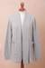 Alpaca blend cardigan, 'Comfortable Stroll in Grey' - Grey Long Sleeve Shawl Collar Alpaca Blend Knit Cardigan thumbail