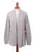 Alpaca blend cardigan, 'Comfortable Stroll in Grey' - Grey Long Sleeve Shawl Collar Alpaca Blend Knit Cardigan (image 2a) thumbail
