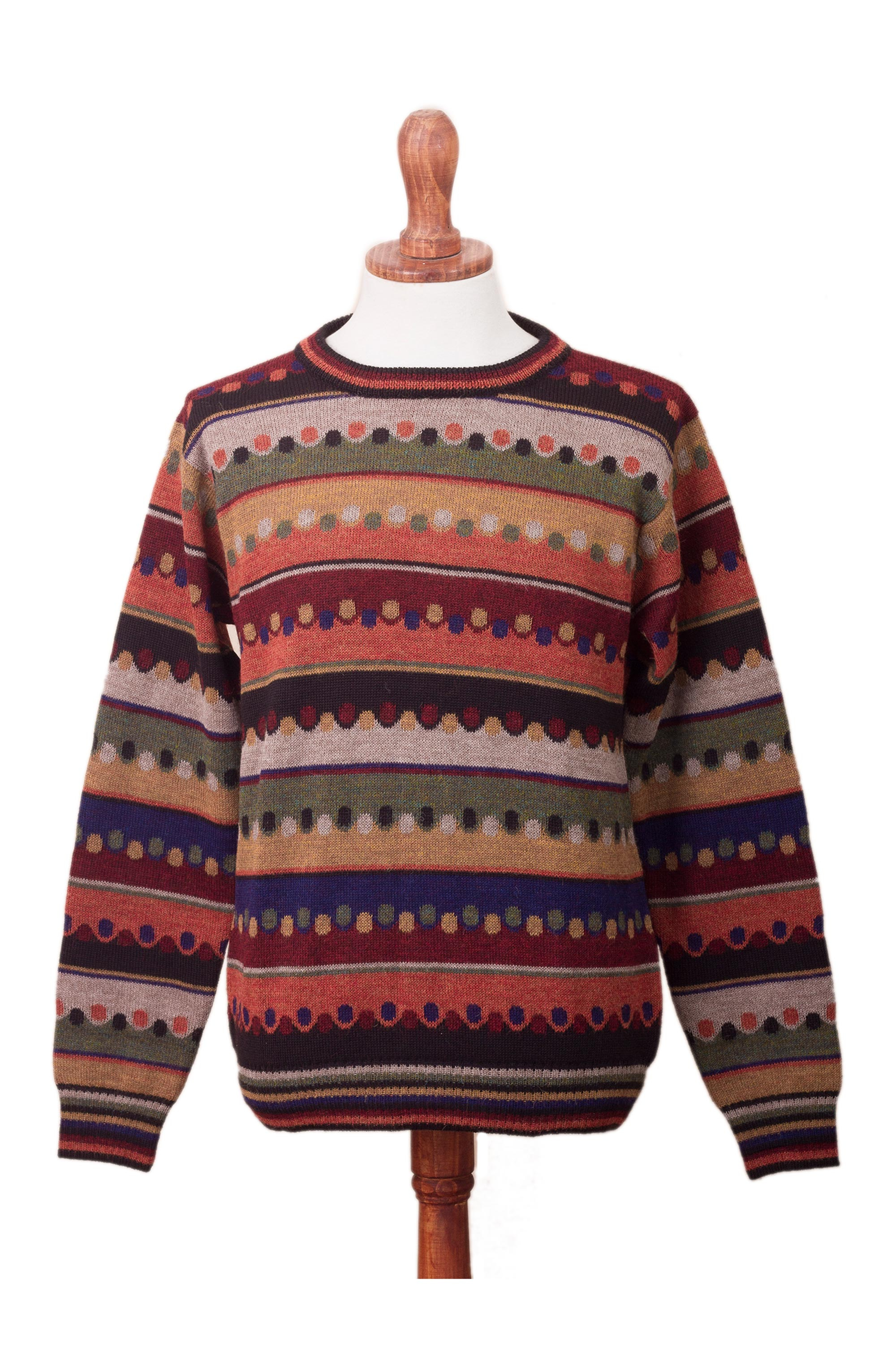 Men's Sweater Knit with Peruvian Alpaca Wool Makalu - Inti