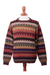 Men's 100% alpaca pullover, 'Autumnal Andes' - Men's Striped 100% Alpaca Pullover Sweater from Peru (image 2a) thumbail