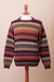 Men's 100% alpaca pullover, 'Autumnal Andes' - Men's Striped 100% Alpaca Pullover Sweater from Peru (image 2b) thumbail
