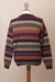 Men's 100% alpaca pullover, 'Autumnal Andes' - Men's Striped 100% Alpaca Pullover Sweater from Peru (image 2d) thumbail