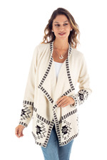 100% alpaca cardigan, 'Dark Geometry' - Geometric 100% Alpaca Cardigan Crafted in Peru