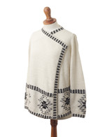 100% alpaca cardigan, 'Dark Geometry' - Geometric 100% Alpaca Cardigan Crafted in Peru