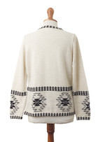 100% alpaca cardigan, 'Dark Geometry' - Geometric 100% Alpaca Cardigan Crafted in Peru