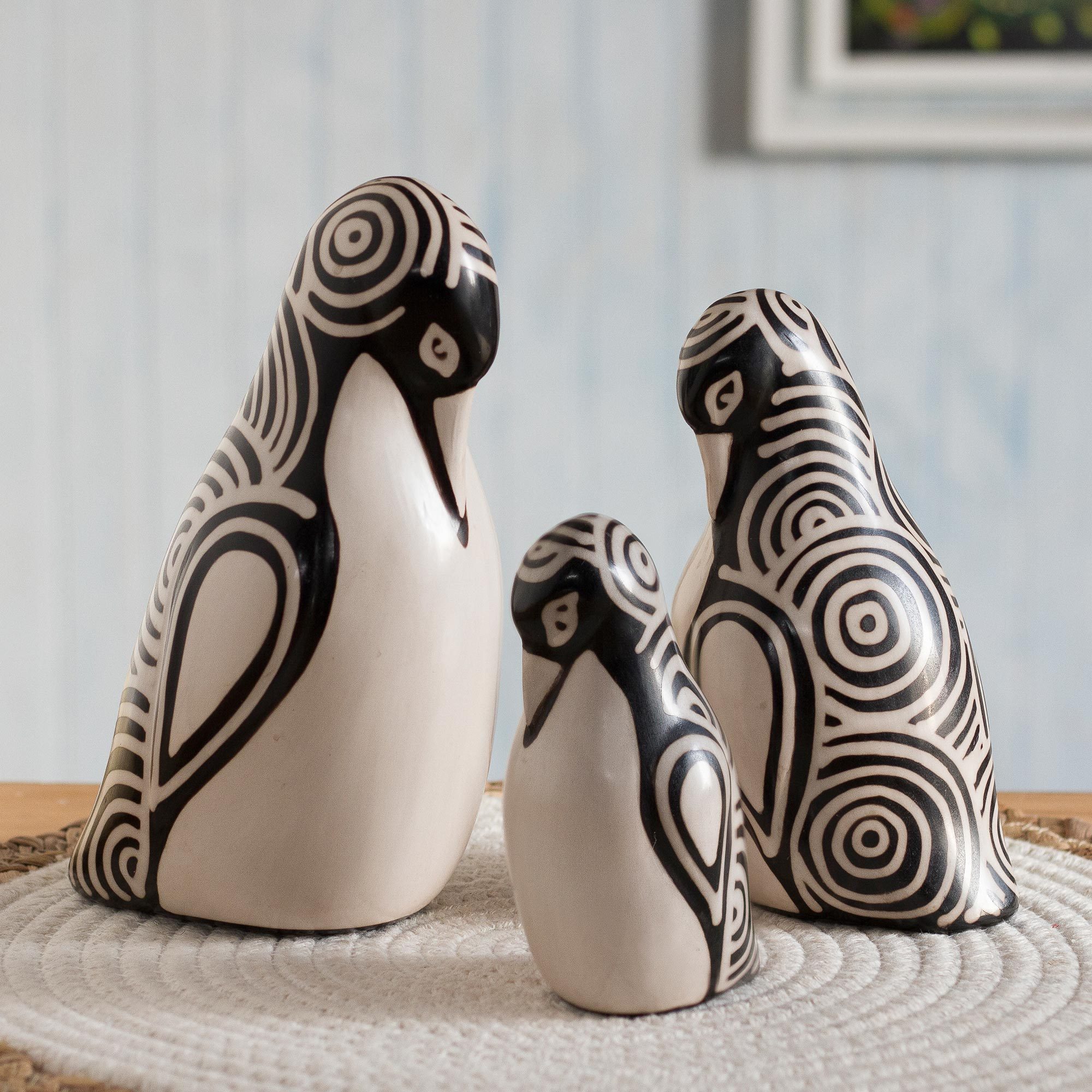 UNICEF Market ChulucanasStyle Ceramic Penguin Sculptures (Set of 3