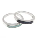 Sodalite and amazonite band rings, 'Dual Enchantment' (pair) - Sodalite and Amazonite Band Rings from Peru (Pair)