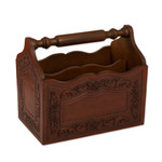 Leather and wood magazine holder, 'Colonial Reader' - Colonial Leather and Wood Magazine Holder from Peru