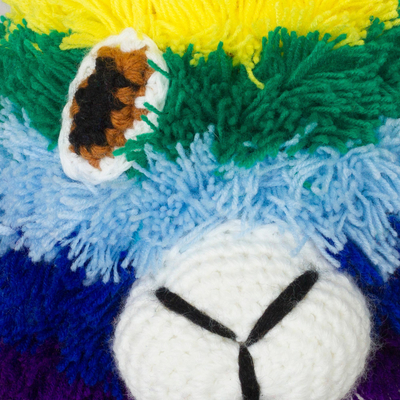 Handgehäkelte Mütze - Handgehäkelte Regenbogen-Lama-Mütze, hergestellt in Peru