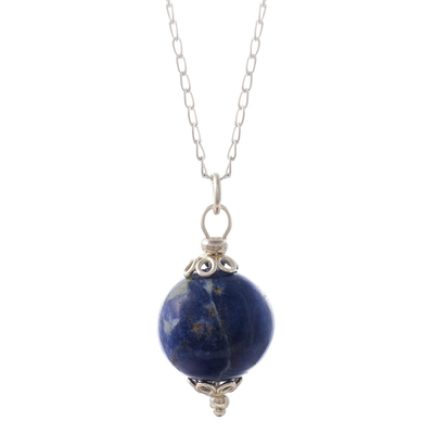 Round Sodalite Pendant Necklace from Peru - Blue Pendulum | NOVICA