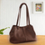 Leather shoulder bag, 'Stylish in Brown' - Versatile Hand Crafted Brown Leather Shoulder Bag (image 2b) thumbail