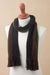 Men's 100% alpaca scarf, 'Selva Stripes' - Shades of Black Green Burgundy Blue 100% Alpaca Knit Scarf (image 2c) thumbail