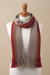 100% alpaca scarf, 'Mesa Stripes' - Shades of Brown Orange Berry 100% Alpaca Knit Scarf (image 2b) thumbail