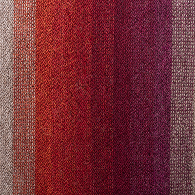 100% alpaca scarf, 'Mesa Stripes' - Shades of Brown Orange Berry 100% Alpaca Knit Scarf