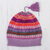 100% alpaca knit hat, 'Inca Blooms' - Lilac and Fuchsia and Milk White 100% Alpaca Knit Hat (image 2) thumbail