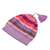 100% alpaca knit hat, 'Inca Blooms' - Lilac and Fuchsia and Milk White 100% Alpaca Knit Hat (image 2b) thumbail