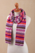 100% alpaca scarf, 'Inca Blooms' - Lilac and Fuchsia and White 100% Alpaca Knit Scarf (image 2c) thumbail