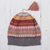 100% alpaca knit hat, 'Inca Countryside' - Burnt Sienna and Pink and Grey 100% Alpaca Knit Hat thumbail