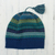 100% alpaca knit hat, 'Inca Skies' - Shades of Blue and Green 100% Alpaca Knit Hat with Tassel thumbail