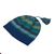 strickmütze aus 100 % Alpaka - Blaue und grüne Strickmütze aus 100 % Alpaka mit Quaste
