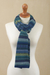 100% alpaca scarf, 'Inca Turquoise' - Striped 100% Alpaca Scarf in Blue and Green from Peru (image 2c) thumbail