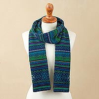Featured review for 100% alpaca scarf, Blue Turquoise