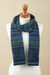 100% alpaca scarf, 'Blue Turquoise' - Blue and Green 100% Alpaca Wrap Scarf from Peru