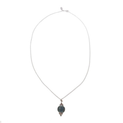 Chrysocolla and Sterling Silver Pendant Necklace