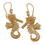 Gold plated filigree dangle earrings, 'Little Seahorse' - 24k Gold Plated Sterling Filigree Dangle Sea Horse Earrings (image 2c) thumbail