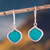 Natural leaf dangle earrings, 'Turquoise Leaf Drops' - Andean Handmade Sterling Silver Turquoise Leaf Earrings thumbail