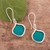 Natural leaf dangle earrings, 'Turquoise Leaf Drops' - Andean Handmade Sterling Silver Turquoise Leaf Earrings (image 2b) thumbail