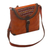 Wool-accented leather shoulder bag, 'Solari' - Hand Crafted Orange Leather Shoulder Bag with Wool Accent thumbail