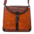 Wool-accented leather shoulder bag, 'Solari' - Hand Crafted Orange Leather Shoulder Bag with Wool Accent (image 2c) thumbail